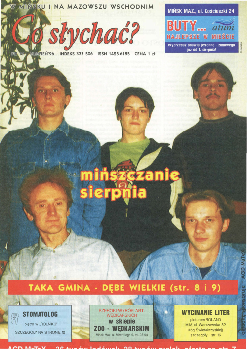 Okładka gazety Co słychać? - nr 8 (12) 1996